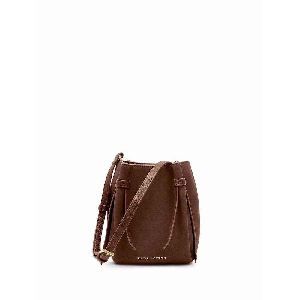 NEW KATIE LOXTON women's celina suedette bucket bag in chocolate